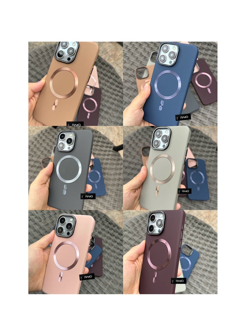 جراب MagSafe غير لامع لهاتف iPhone 15 plus، مقاوم لبصمات الأصابع، حماية من السقوط، حماية من الخدوش، امتصاص الصدمات باللون البني - Image 3
