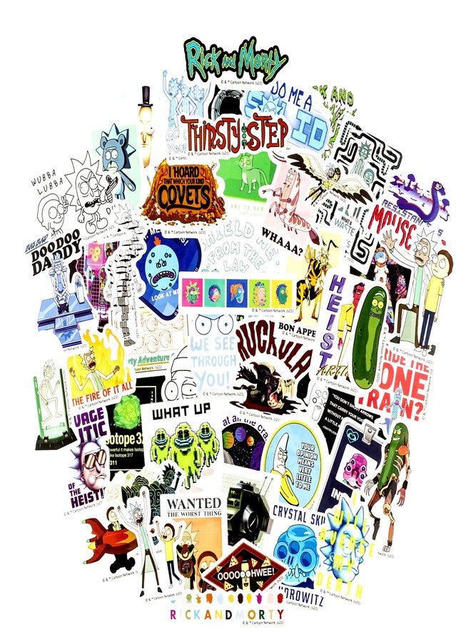 Conquest Journals Rick and Morty Sticker Bundle, 100 Unique Stickers, Officially Licensed, Waterproof, UV and Scratch Resistant - Image 3