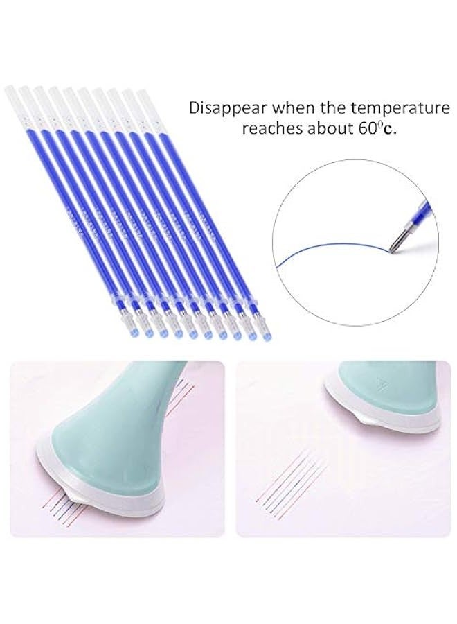 Erasable Pens for Fabric, 100pcs Blue Heat Erasable Fabric Marking Pens for Light Color Leather and Fabric High Temperature Erasable Marker for Quilting Sewing and Dressmaking - Image 2