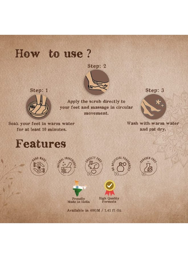 kaumudi Foot Scrub | For Women and Men | Handmade with Natural Ingredients |For Rough, Dry & Cracked heels | For Exfoliation & Polishing | Soothes, Nourishes & Moisturizes | All Skin Types | No Artificial Color | No Artificial Fragrance | Sulphate, Paraben & SLS free | 50 GM / 1.76 fl Oz  - Image 5
