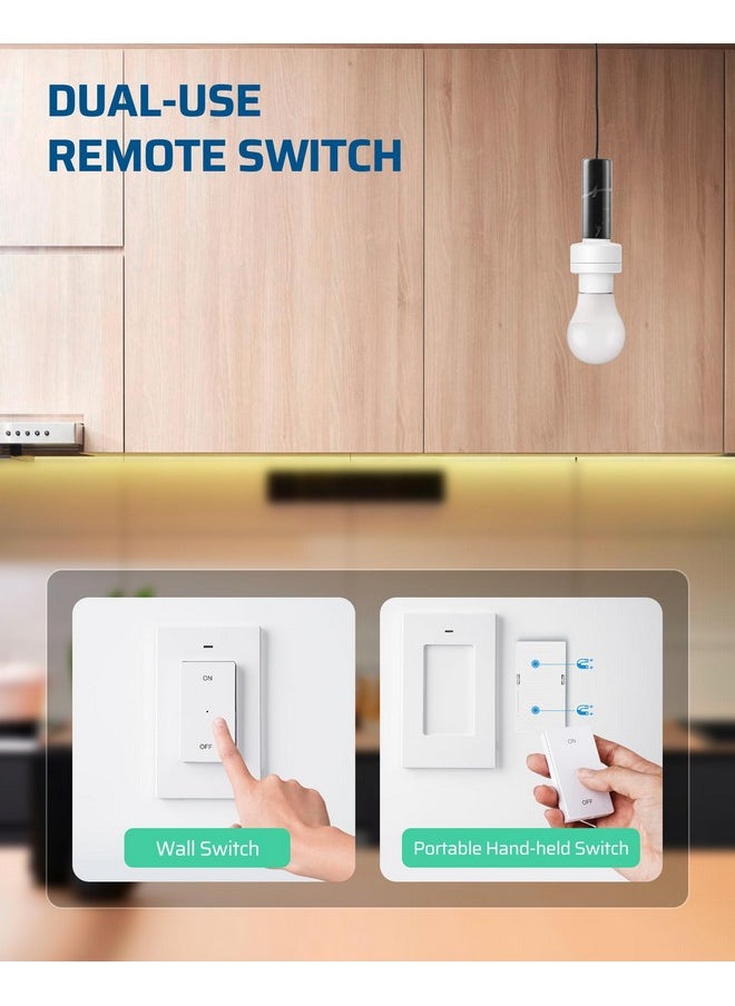 DEWENWILS DEWENWILS Remote Control Light Socket, Wireless Light Switch for Pull Chain Light Lamp Fixtures, 100FT Range, No Wiring Needed, ETL Listed(1 Wall Mounted Controller+1 Bulb Base, Shorter Version)  - Image 2