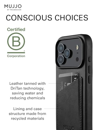 Mujjo Wallet Leather Case for iPhone 17 Pro - MagSafe Compatible - Black - Image 4