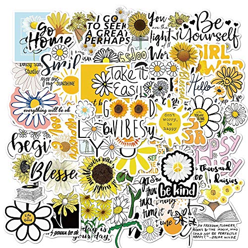 iDream Yellow Daisy Motivational Quote Refreshing Look Sticker Set (50 Pieces) – Inspirational Quotes, Size 3 to 8 cm, Perfect for Home/Office Decor, Journals, Laptops and More - Image 2