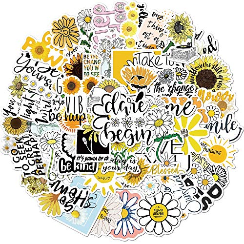 iDream Yellow Daisy Motivational Quote Refreshing Look Sticker Set (50 Pieces) – Inspirational Quotes, Size 3 to 8 cm, Perfect for Home/Office Decor, Journals, Laptops and More - Image 3