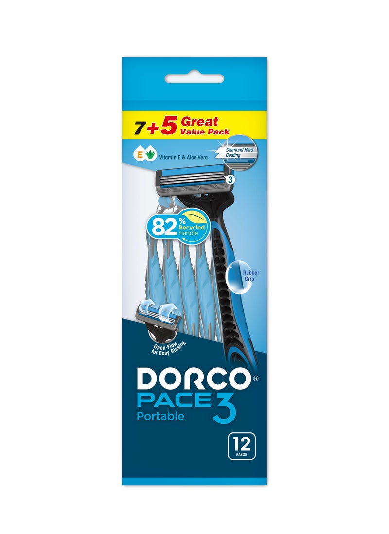 DORCO Dorco Pace3 Men Portable Razor 7+5 TRC200 
