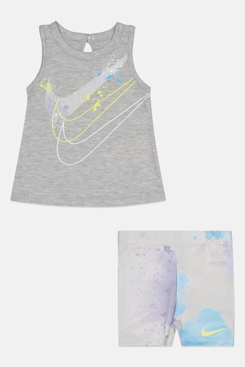 Nike Toddlers Girl 2 Pieces Brand Logo Sleeveless Top With Shorts Set, Multicolor - Image 3