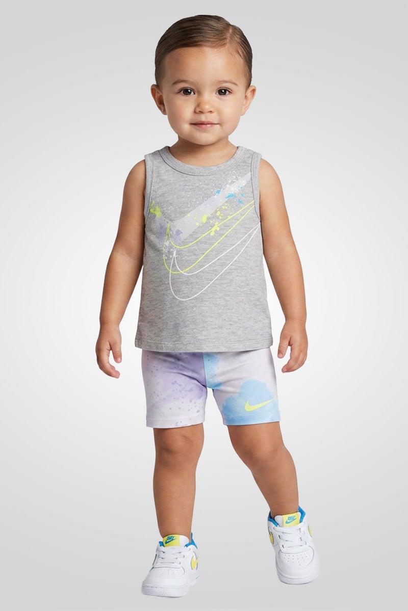 Nike Toddlers Girl 2 Pieces Brand Logo Sleeveless Top With Shorts Set, Multicolor - Image 1