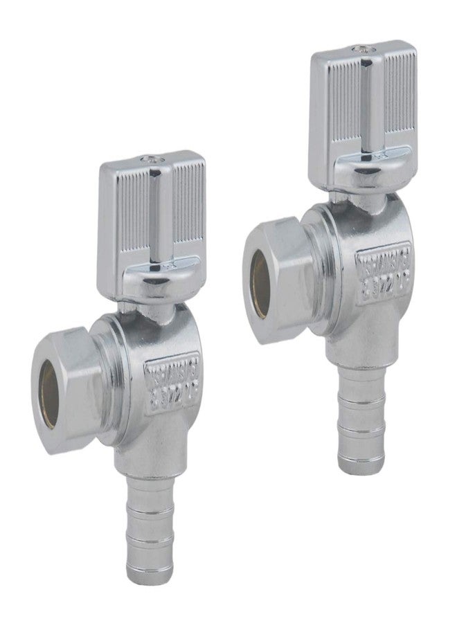 Grneric LD Valve- 1/4 Turn Angle Stop Valve 3/8-in Compression x 1/2-in Pex, Quarter Turn LF Brass Chrome Plated OD to Pex Angle Shut Off Valve for Faucet or Toilet Installation (2-Pack) - Image 1