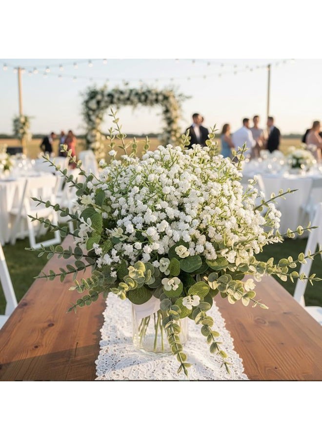 WONICE 240 Pcs 5 Mixed Eucalyptus Greenery Stems Artificial Baby Breath Flowers Bulk Eucalyptus Leaves Bundle Faux for DIY Wedding Decoration Bouquets Home Arrangement Floral Vase Decor - Image 4