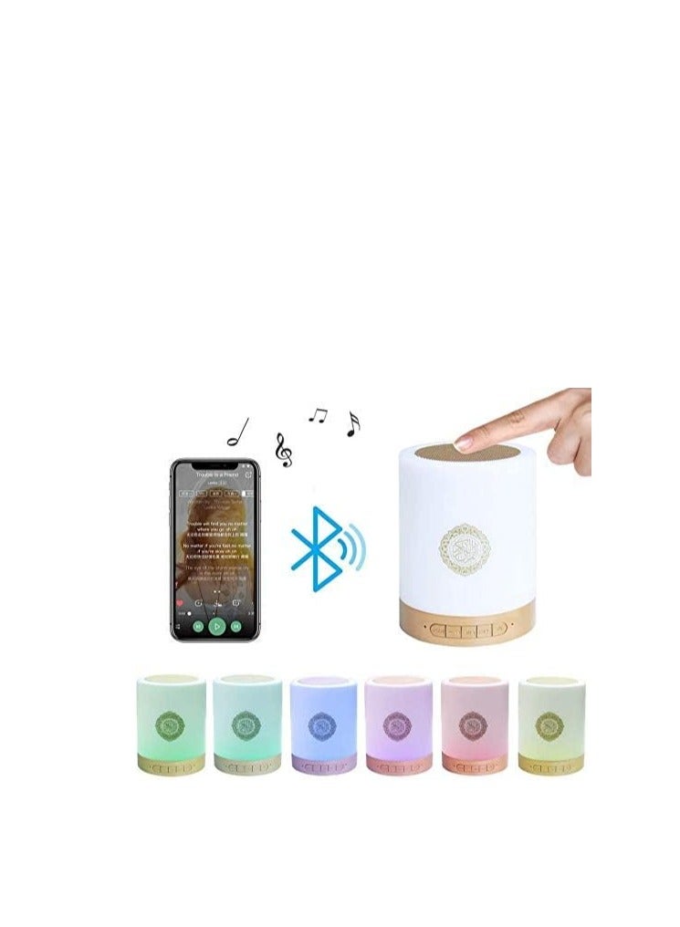 ORLENIC Touch Quran Speaker Lamp – Portable Wireless Bluetooth Player, Radio & Warm White Light Bedside Table Lamp, Ideal Ramadan Gift for Friends & Family - Image 3