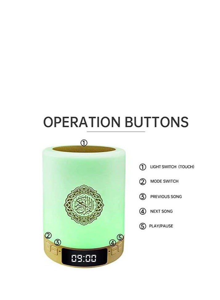 ORLENIC Touch Quran Speaker Lamp – Portable Wireless Bluetooth Player, Radio & Warm White Light Bedside Table Lamp, Ideal Ramadan Gift for Friends & Family - Image 2
