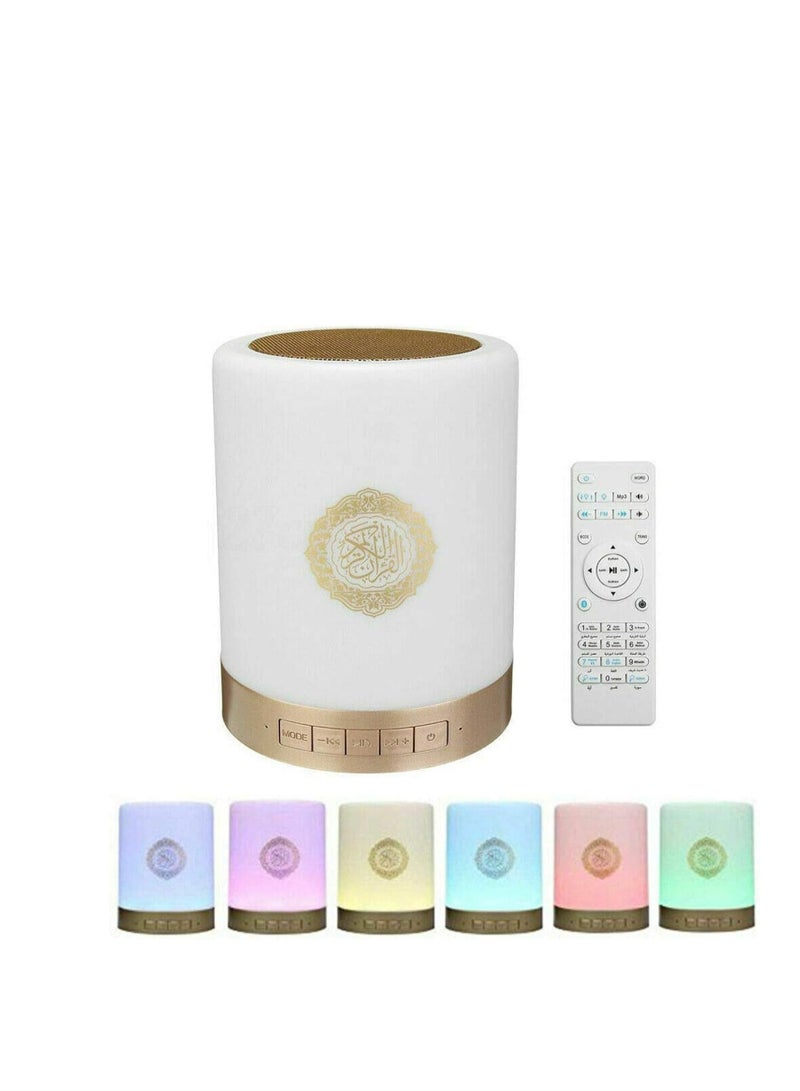 ORLENIC Touch Quran Speaker Lamp – Portable Wireless Bluetooth Player, Radio & Warm White Light Bedside Table Lamp, Ideal Ramadan Gift for Friends & Family - Image 1