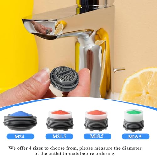 CoolShef 17PCS Tap Aerator Removal Tool Set – 12 Tap Aerators with Flow Restrictors & 5 Faucet Aerator Keys, Aerator Key Wrench Kit for Sink M16.5 M18.5 M21.5 M24mm Bathroom Kitchen - Image 5