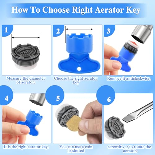 CoolShef 17PCS Tap Aerator Removal Tool Set – 12 Tap Aerators with Flow Restrictors & 5 Faucet Aerator Keys, Aerator Key Wrench Kit for Sink M16.5 M18.5 M21.5 M24mm Bathroom Kitchen - Image 3