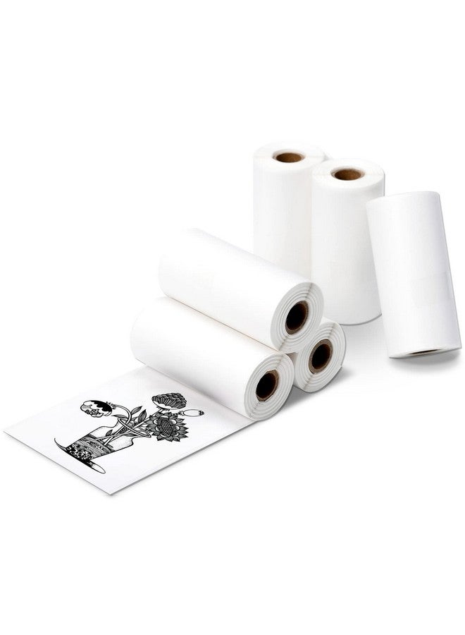 Fimax 6 Roll Mini Sticker Printer Photo Paper, 57 X 30Mm Thermal Printer Paper White Self-Adhesive For Peripage A6, Vretti Tp6S Portable Thermal Pocket Printer Paper For Study Notes, Pictures - Image 1