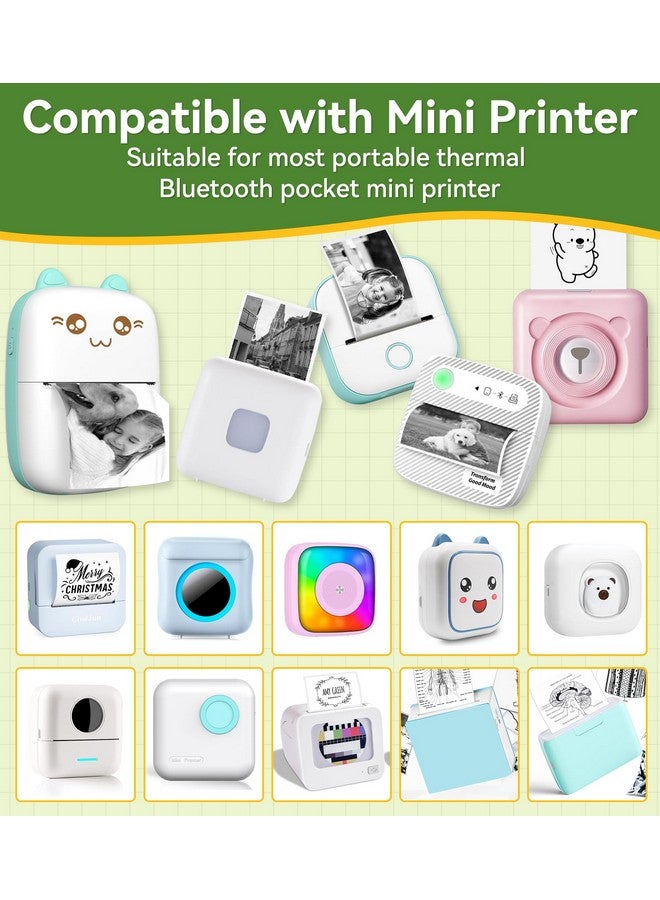 Fimax 6 Roll Mini Sticker Printer Photo Paper, 57 X 30Mm Thermal Printer Paper White Self-Adhesive For Peripage A6, Vretti Tp6S Portable Thermal Pocket Printer Paper For Study Notes, Pictures - Image 2