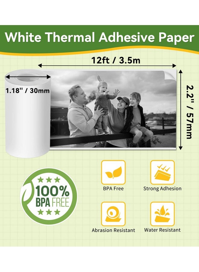 Fimax 6 Roll Mini Sticker Printer Photo Paper, 57 X 30Mm Thermal Printer Paper White Self-Adhesive For Peripage A6, Vretti Tp6S Portable Thermal Pocket Printer Paper For Study Notes, Pictures - Image 3