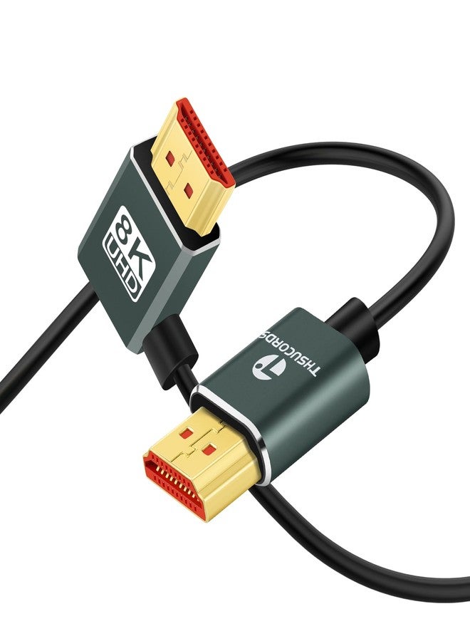 Thsucords Ultra Thin 8K HDMI 2.1 90 Degree Right Angle Cable 3.3FT, Flexible Slim High Speed Cord Support 4K@120Hz 8K@60Hz Compatible with Roku TV/HDTV/PS5/Blu-ray - Image 1