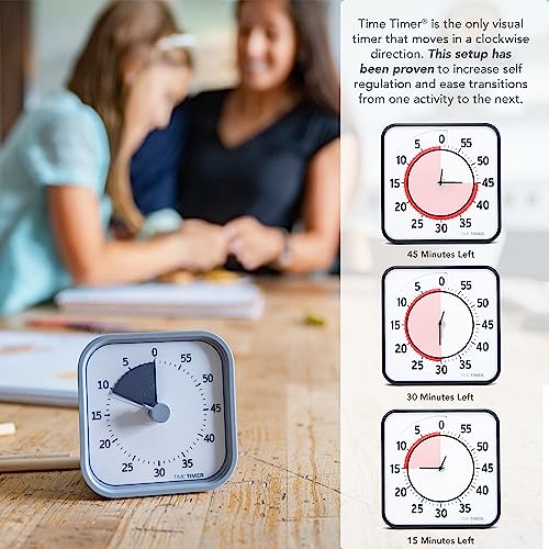 TIME TIMER Home MOD - 60 Minute Kids Visual Timer Home Edition - for Homeschool Supplies Study Tool, Timer for Kids Desk, Office Desk and Meetings with Silent Operation (Pale Shale) - Image 5