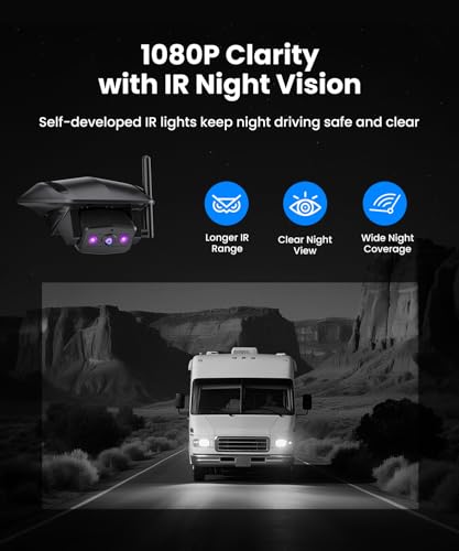 AUTO-VOX Wireless RV Backup Camera: Rear&Side View with 7.2” HD 1080P Triple-Split Screen Monitor, Dual Power USB/Car Charger, DVR Recording, Stable Signal Rear View Camera for Camper, Travel Trailer - Image 3