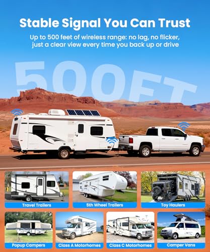 AUTO-VOX Wireless RV Backup Camera: Rear&Side View with 7.2” HD 1080P Triple-Split Screen Monitor, Dual Power USB/Car Charger, DVR Recording, Stable Signal Rear View Camera for Camper, Travel Trailer - Image 5