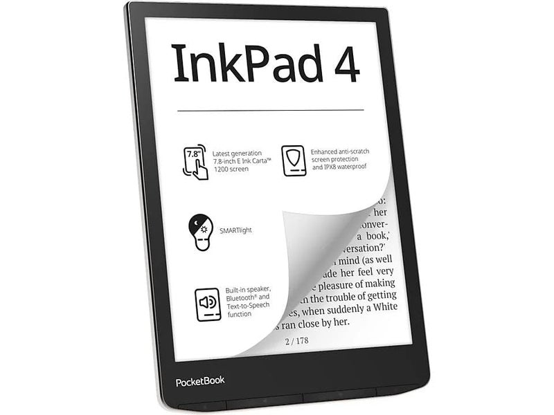 PocketBook بوكيت بوك إنك باد 4 | قارئ كتب إلكترونية وصوتية صديق للعين | شاشة E-Ink كبيرة 7.8 بوصة | حماية ضد الخدوش | وظيفة تحويل النص إلى كلام | بلوتوث® | مكبر صوت مدمج | ضوء ذكي | مقاوم للماء IPX8 - Image 2