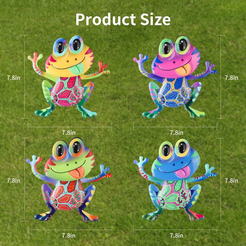 Junware Metal Frog Wall Decor, 4Pcs Frog Iron Wall Art Sculptures Art Frogs Wall Hanging Sculpture Decoration. Outdoor Fence Art for Home Garden, Fence, Patio, Yard, Bedroom Outside Gifts for Adults - Image 5