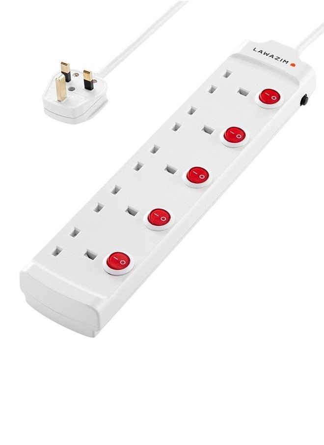 LAWAZIM - heavy duty 5 Way Extension Cable with individual port on/off buttons | 5 Meters | 2990W - Image 1