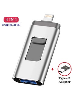 Generic Four-in-one Usb Otg Adapter For Android Phones Computers Universal Usb Flash Drive Data Transfer Head-Color:Silver-Capacity:64g Liter 128g  - Image 2