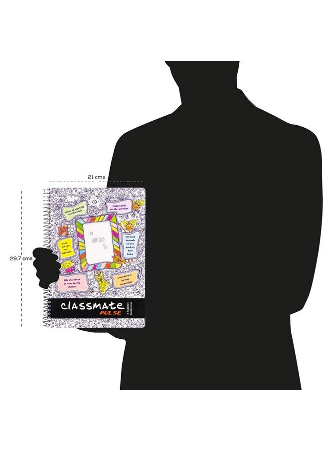 classmate Classmate 2100135 Soft Cover 6 Subject Spiral Binding Selfie Notebook, Single Line, 300 Pages  - Image 4