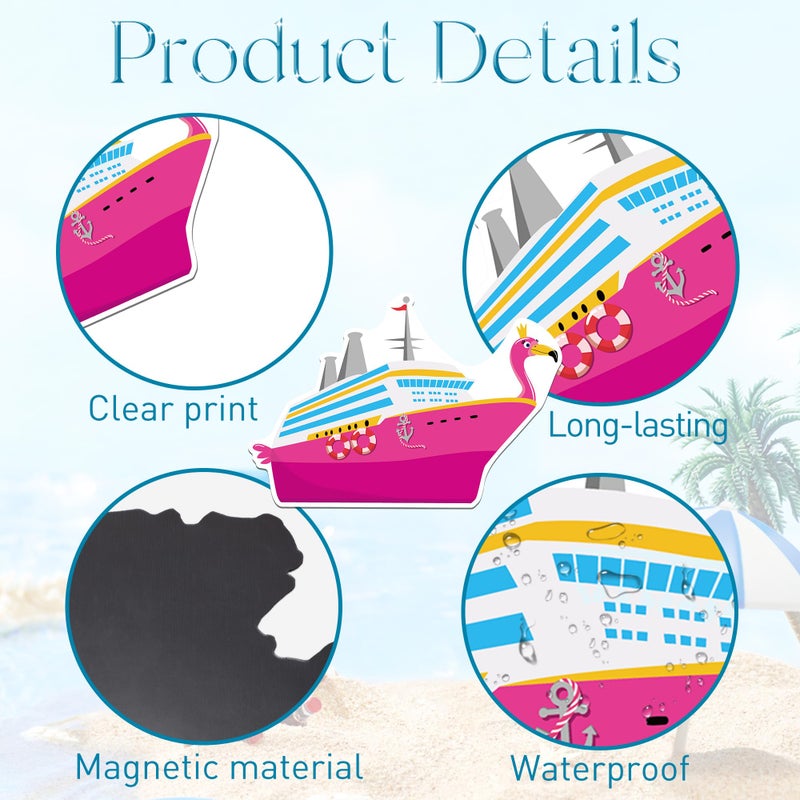 MENIFEND Cruise Door Decorations Magnetic, 12 Pcs Cute Flamingo Tropical Nautical Vacation Cruise Magnets, Fun Cruising Must Haves Magnetic Ship Cabin Door Signs Fridge Decor - Image 3