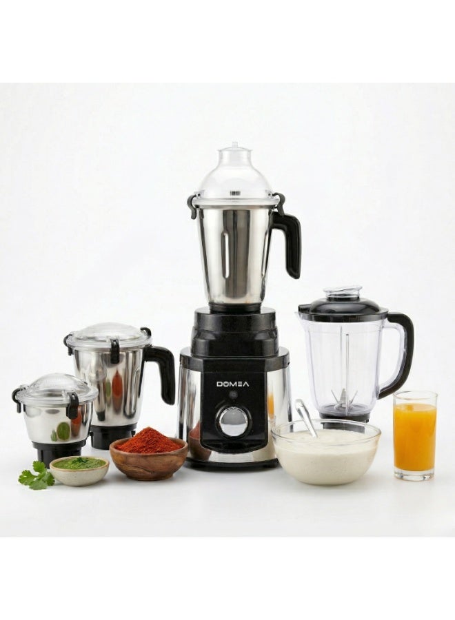 دوميا Mixer Grinder, 4-in-1, 1000W High-Power, 100% Copper Motor, Stainless Steel Blades, 3 Speed Settings with Pulse Control, Overload Protection, Heavy-Duty Stainless Steel Body-KMX450 - Image 1