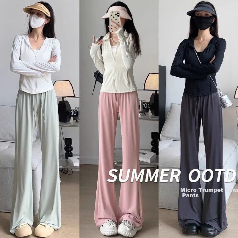 JD Jing Zao LangSha Micro-Flare Sun Protection Pants for Women, Summer 2025 New Style, High-Waisted Slimming Flared Trousers, Draping Ice Silk Mosquito-Repellent Wide-Leg Pants - Image 5