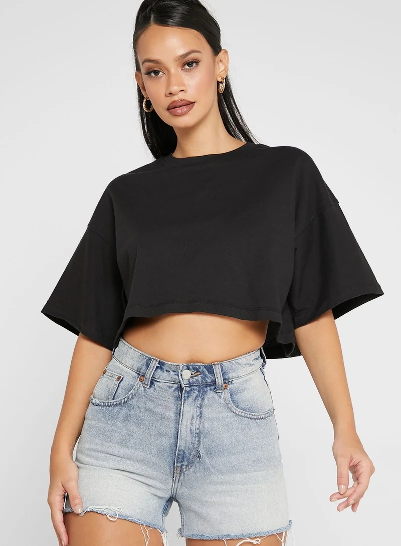 Missguided 2 Pack Drop Shoulder Oversized Crop Top
