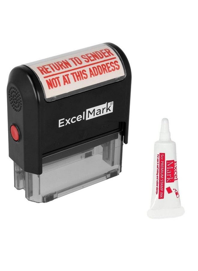 ExcelMark - Return To Sender Not At This Address Self Inking Rubber Stamp Red Ink (A2359) Large Size (Stamp Plus 5Cc Refill Ink) - Image 1