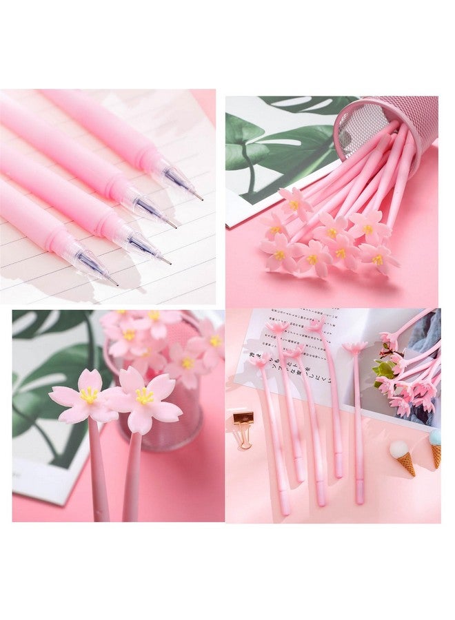 YYaaloa 12Pcs Cute Pink Flower Gel Ink Pens Writing Pens 0.5 Mm Black Ink Fun Kawaii Pens Bulk For Kids Office School Supplies  - Image 3