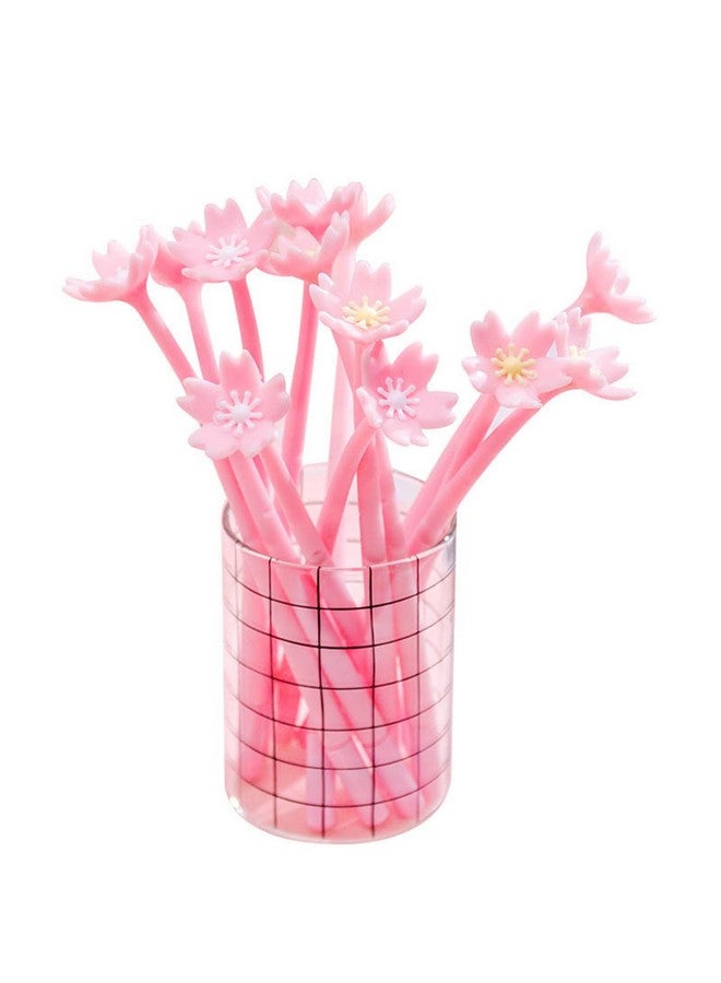 YYaaloa 12Pcs Cute Pink Flower Gel Ink Pens Writing Pens 0.5 Mm Black Ink Fun Kawaii Pens Bulk For Kids Office School Supplies  - Image 1