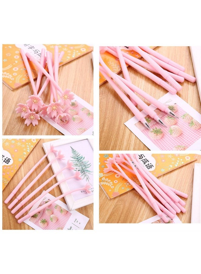 YYaaloa 12Pcs Cute Pink Flower Gel Ink Pens Writing Pens 0.5 Mm Black Ink Fun Kawaii Pens Bulk For Kids Office School Supplies  - Image 4
