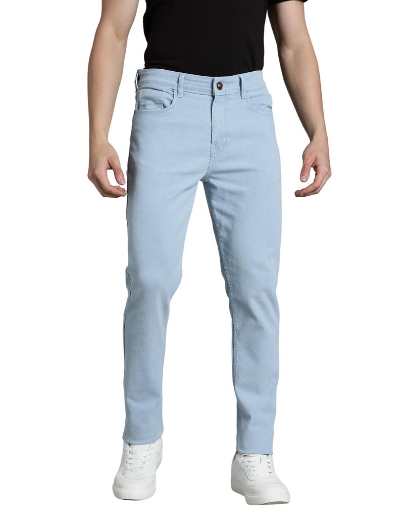 INKD Men's Classic Regular Fit Jeans with 5 Pocket Styling | Mid- Rise | Soft & Stretchable (Denim Divine, 28) - Image 5