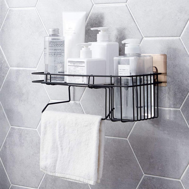 SAKAR Sakar Soap Holder and Towel Rack Hanger Wall Mounted Kitchen Storage Hanging Rack Bathroom Shelf Wall Hanging Storage Organizer Kitchen Rack with Shampoo Pack Of 1 - Image 2
