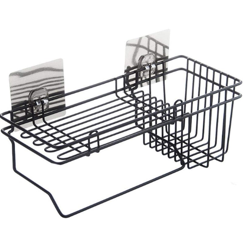 SAKAR Sakar Soap Holder and Towel Rack Hanger Wall Mounted Kitchen Storage Hanging Rack Bathroom Shelf Wall Hanging Storage Organizer Kitchen Rack with Shampoo Pack Of 1 - Image 3