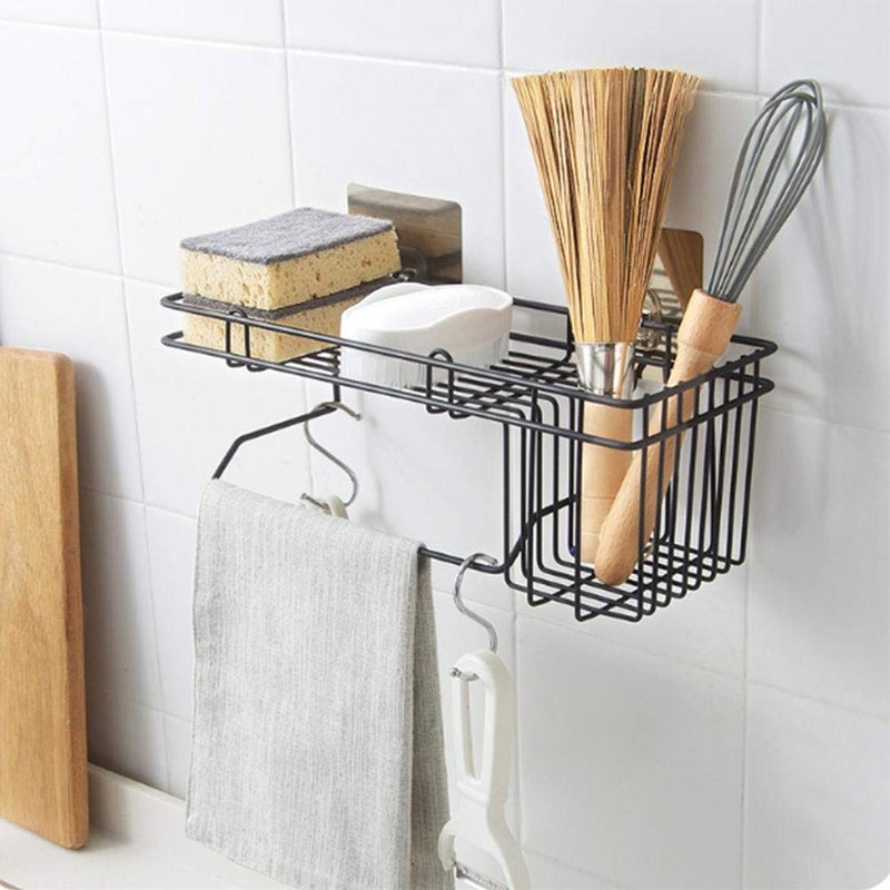 SAKAR Sakar Soap Holder and Towel Rack Hanger Wall Mounted Kitchen Storage Hanging Rack Bathroom Shelf Wall Hanging Storage Organizer Kitchen Rack with Shampoo Pack Of 1 - Image 1