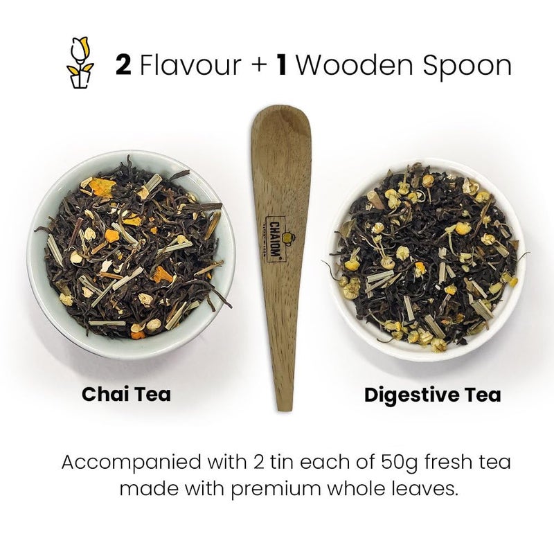 CHAIOM Tea Fiesta 2 | Tea Gift Box | Loose Tea | 2 Variety Flavors | 50gm each - Image 3