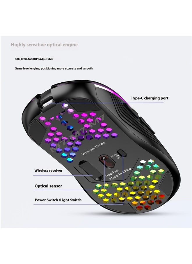 yongsheng Wired Gaming Mouse,Honeycomb Wired Gaming Mouse, RGB Backlight and Adjustable , Ergonomic and Lightweight USB Computer Mouse with High Precision Sensor for  Laptop Gamers (Black)  - Image 3