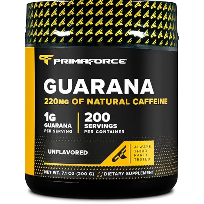 Primaforce Guarana Powder (200g) (Unflavored) - Pure Guarana, 220 mg Natural Caffeine, 200 Servings - Image 1