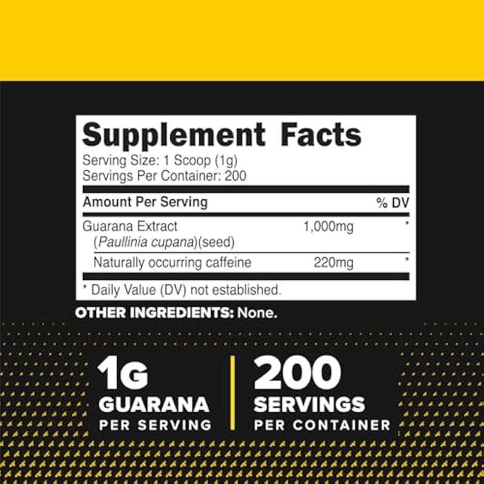 Primaforce Guarana Powder (200g) (Unflavored) - Pure Guarana, 220 mg Natural Caffeine, 200 Servings - Image 2