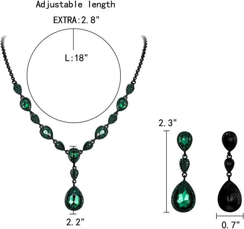 EleQueen Women's Cubic Zirconia Teardrop Y-Necklaces Dangle Earrings Jewelry Sets for Brides Bridesmaids - Image 4