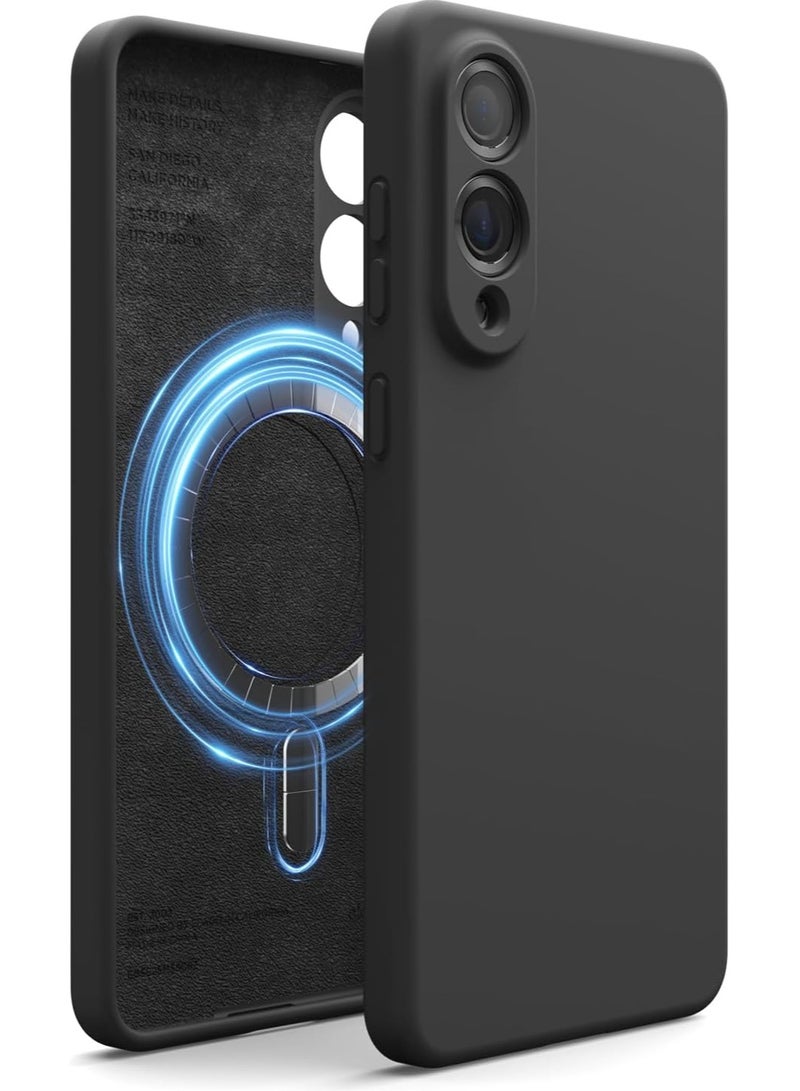 Elago Magnetic Liquid Silicone for Samsung Galaxy S25 EDGE Case Cover Compatible with MagSafe Shockproof - Black - Image 1