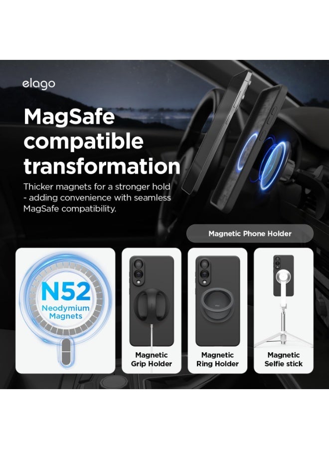 Elago Magnetic Liquid Silicone for Samsung Galaxy S25 EDGE Case Cover Compatible with MagSafe Shockproof - Black - Image 3