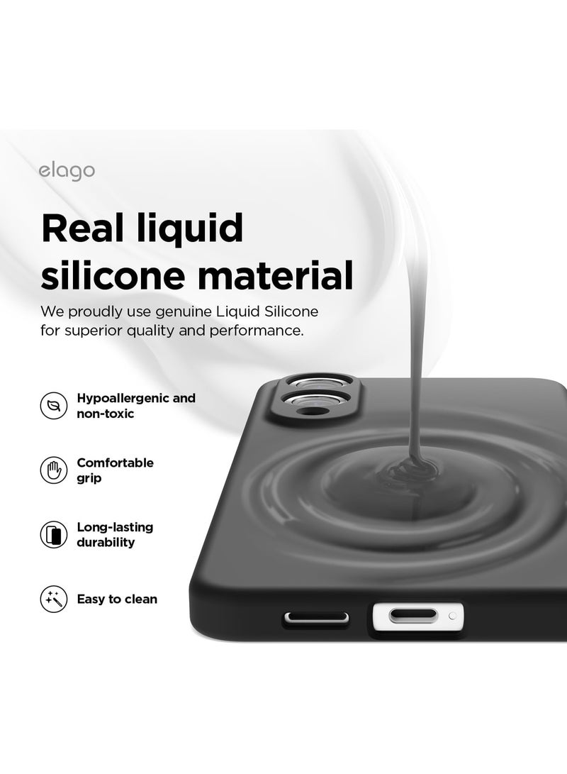 Elago Magnetic Liquid Silicone for Samsung Galaxy S25 EDGE Case Cover Compatible with MagSafe Shockproof - Black - Image 5